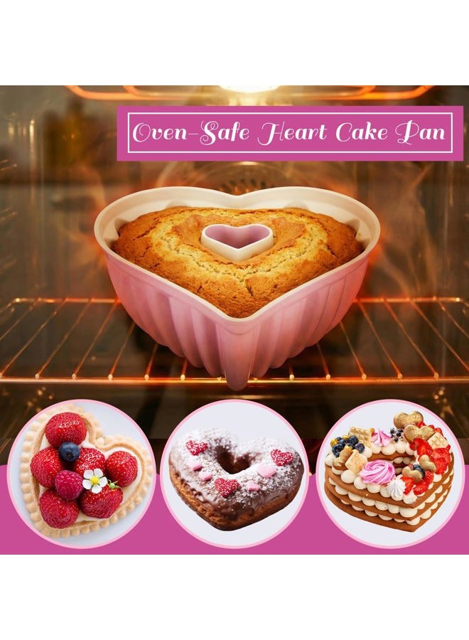 Layhit 2 Pcs 10 Inches Heart Shaped Fluted Cake Pan Aluminum Heart Cake pan Non Stick Oven Baking Mold for Birthday Wedding Family Party Kitchen Accessories (Pink) - Image 5