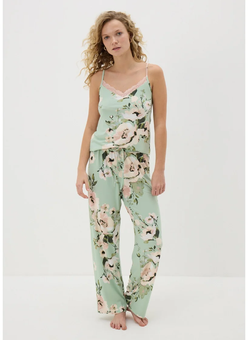 Matalan Sage Green Floral Soft Touch Pyjama Bottoms