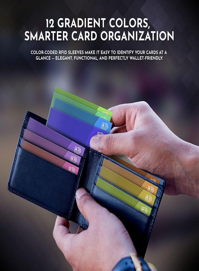 LEDONGUS RFID Blocking Card Sleeves, 12-Pack with 2 RFID Blocking Cards|Anti-Theft Protection for Credit Cards| Contactless Skimming Defense,Ultra-Slim & Stylish|Multi-Color - Image 5
