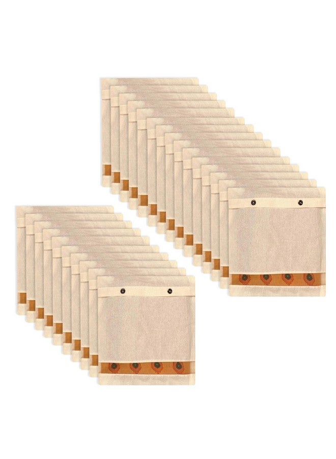 Kuber Industries Saree Bags | Clothes Bags for Storage | Cotton Wardrobe Organizer | Mesh Window Cloth Storage Bags Set | Single Packing Saree Cover with Button | Pack of 25 | Cream - Image 1