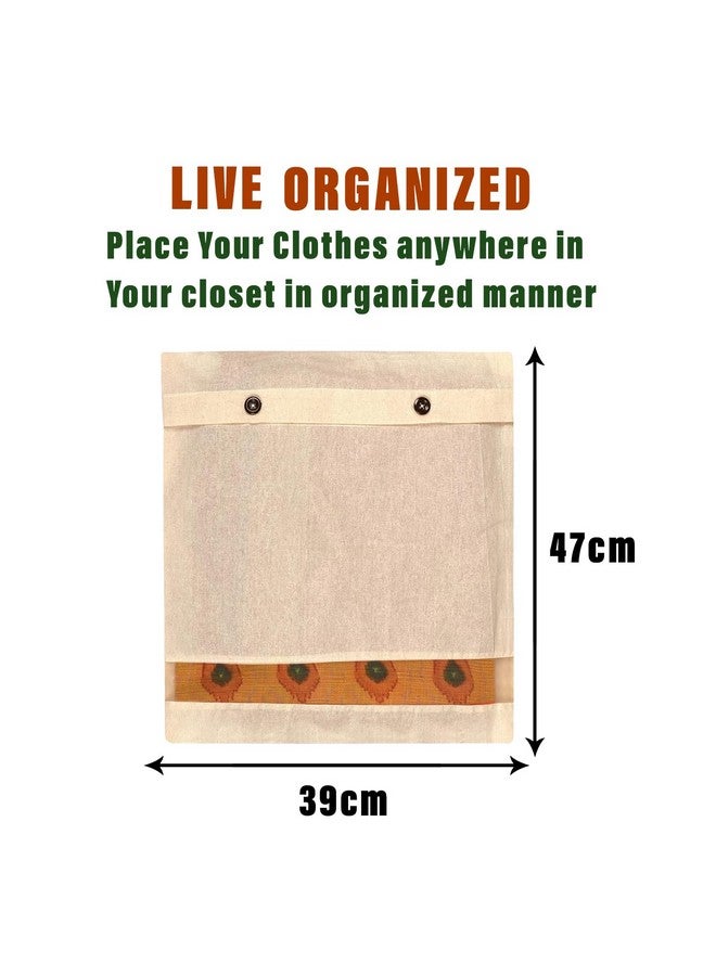 Kuber Industries Saree Bags | Clothes Bags for Storage | Cotton Wardrobe Organizer | Mesh Window Cloth Storage Bags Set | Single Packing Saree Cover with Button | Pack of 25 | Cream - Image 3
