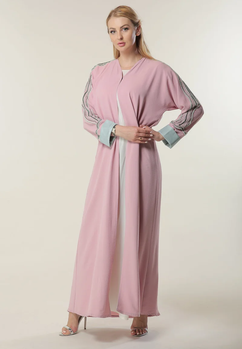 Moistreet Embellished Open Front Abaya