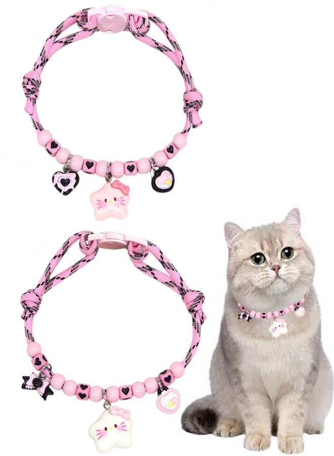 GoldTiger Beaded Cat Collar，Cute Cat Collar with Breakaway and Star Pendant - Adjustable Bracelet Style for Medium to Small Cats, Size 7.87~11.81 Inches - Image 1