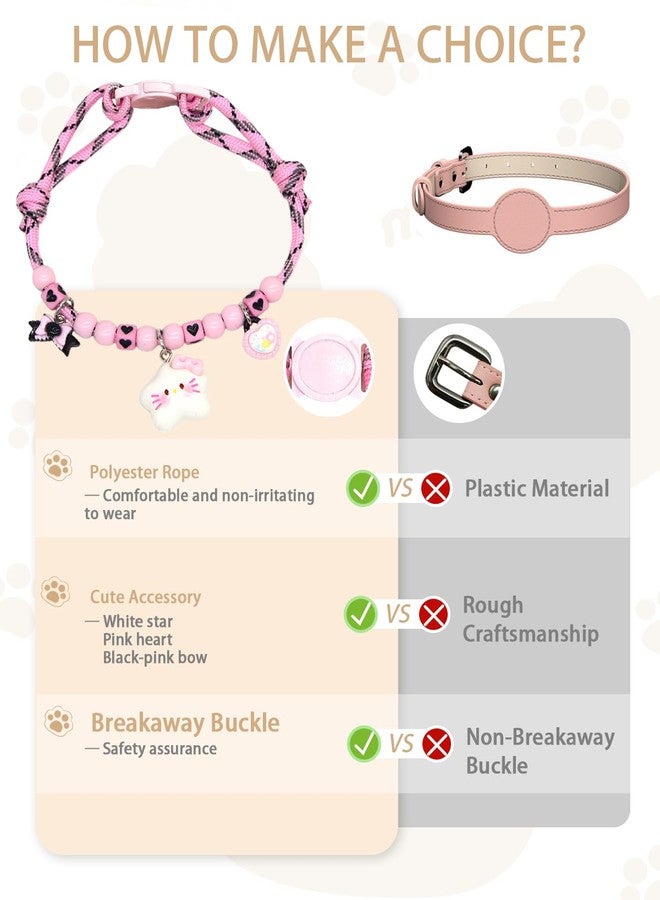 GoldTiger Beaded Cat Collar，Cute Cat Collar with Breakaway and Star Pendant - Adjustable Bracelet Style for Medium to Small Cats, Size 7.87~11.81 Inches - Image 3