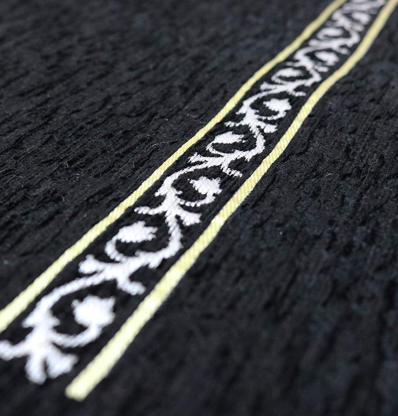 Modefa Turkish Islamic Prayer Rug - Chenille Praying Mat Sajada for Men and Women - Traditional Muslim Praying Carpet Janamaz - Ramadan or Eid Gift - Luxury Woven Meccan (Black Simple) - Image 4