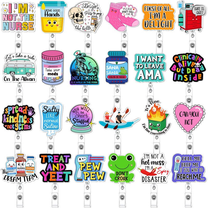 Feifeiya 24 Pcs Funny Badge Reel Nurse Cute Retractable Name ID Clip Badge Holder for Doctor Student Medical Assistant Coworker Work Accessories Bulk GiftsMedical Style - Image 2