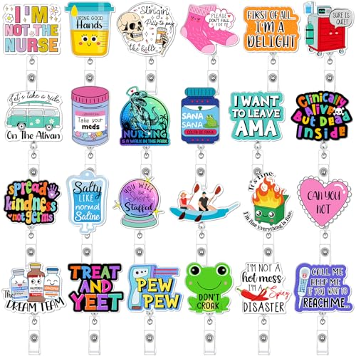 Feifeiya 24 Pcs Funny Badge Reel Nurse Cute Retractable Name ID Clip Badge Holder for Doctor Student Medical Assistant Coworker Work Accessories Bulk GiftsMedical Style - Image 1