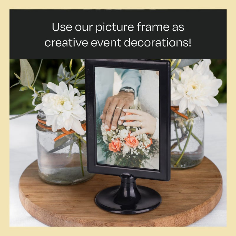ALBEN Double Sided Standing Picture Frames - (Black  4 count) 4x6 Inch Pedestal Photo Frame with Inserts and Base - 2 Sided Frame for Vertical Display - Image 4