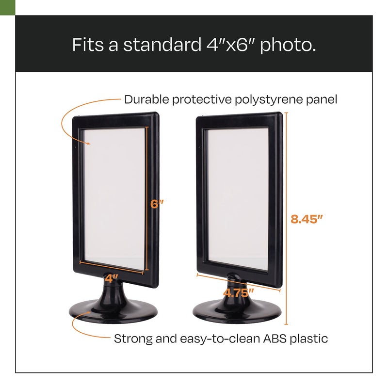 ALBEN Double Sided Standing Picture Frames - (Black  4 count) 4x6 Inch Pedestal Photo Frame with Inserts and Base - 2 Sided Frame for Vertical Display - Image 3
