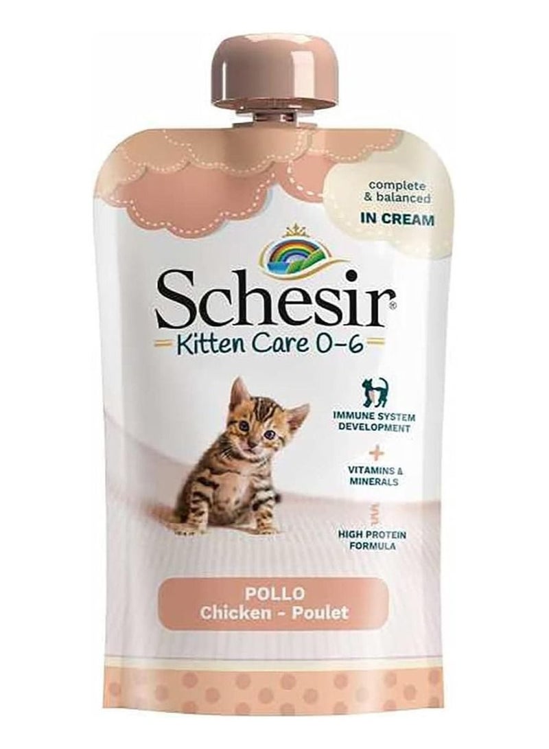 Schesir Kitten Pouch Cream 0-6 Chicken Wet Food 150g - Image 1