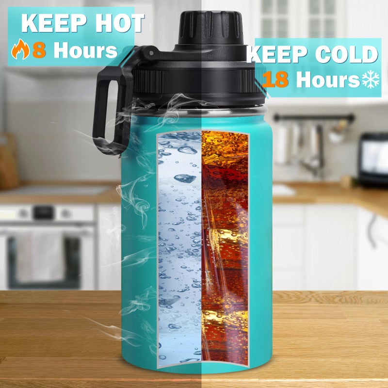 Milifox 12 oz Insulated Water Bottle, Double Wall Vacuum Insulated Stainless Steel Water Bottles - Wide Mouth Leakproof BPA Free with Chug Lid, 18 Hours Cold and 8 Hours Hot(Lake Green) - Image 3