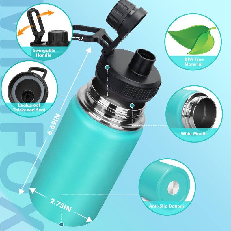 Milifox 12 oz Insulated Water Bottle, Double Wall Vacuum Insulated Stainless Steel Water Bottles - Wide Mouth Leakproof BPA Free with Chug Lid, 18 Hours Cold and 8 Hours Hot(Lake Green) - Image 5