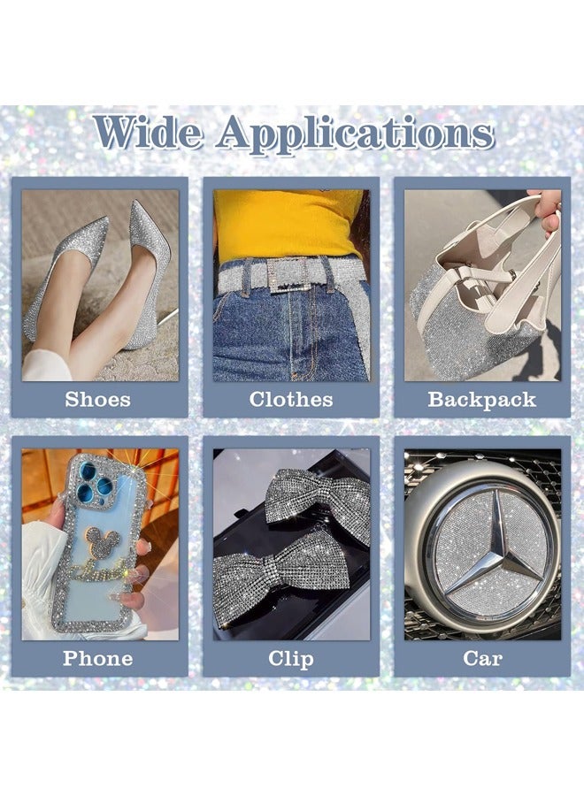 4 لفات من أشرطة أحجار الراين ذاتية اللصق، ملصقات لفافات أشرطة ألماس كريستالية لامعة لتزيين السيارات والحرف اليدوية والزفاف - Image 4