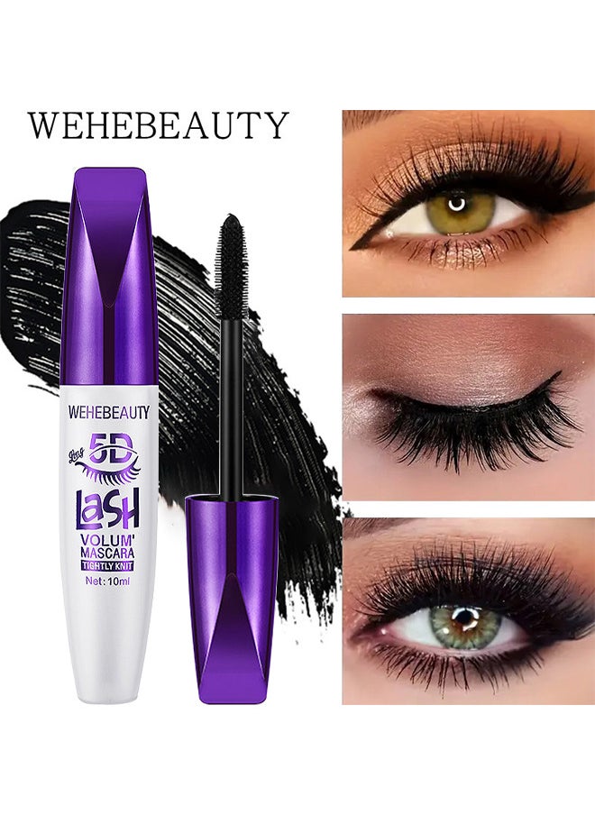 WEHEBEAUTY Extreme Big 5D Volume Lash Mascara Fiber Lash Extensions Colored Mascara Long Lasting Smudge Proof Non Clumping Curling Voluminous Mascara For Lengthening Charming Lashes - Black  - Image 1