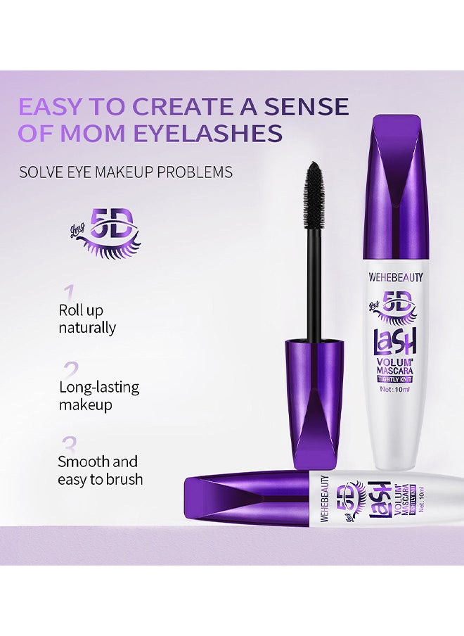 WEHEBEAUTY Extreme Big 5D Volume Lash Mascara Fiber Lash Extensions Colored Mascara Long Lasting Smudge Proof Non Clumping Curling Voluminous Mascara For Lengthening Charming Lashes - Black  - Image 3