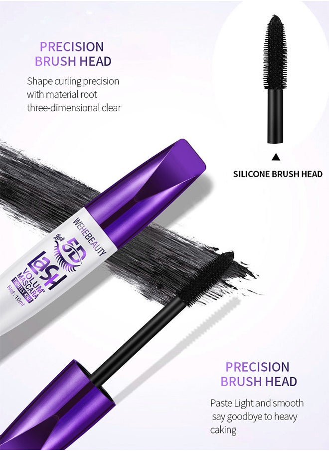 WEHEBEAUTY Extreme Big 5D Volume Lash Mascara Fiber Lash Extensions Colored Mascara Long Lasting Smudge Proof Non Clumping Curling Voluminous Mascara For Lengthening Charming Lashes - Black  - Image 4