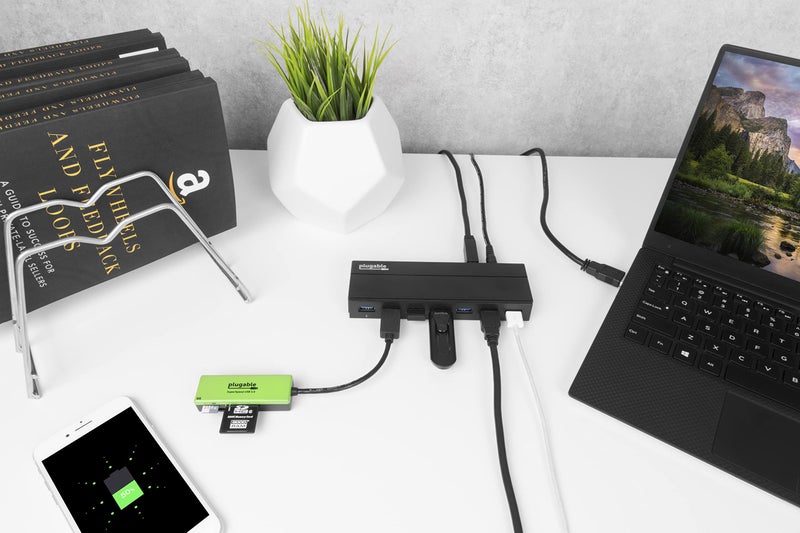 Plugable 7-Port USB 3.0 Hub with 36W Power Adapter - Driverless - Effortlessly Connect Devices and Transfer Data at High Speeds - Image 2