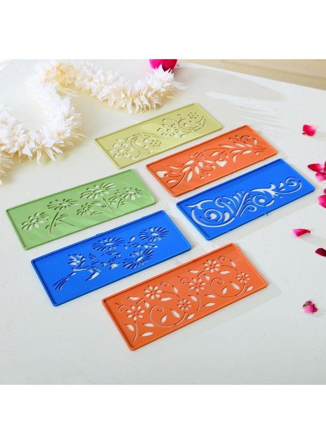CRAFTAM Different Design Ready to Draw Rangoli Making Stencils, Rangoli Plastic Stencils for Floor Decoration Easy Rangoli stencil for beginners Diwali home decoration Rangoli kit Floor decoration stencils for festivals Indian festival decor (Set of 12, Size 3x7 Inch) - Image 2