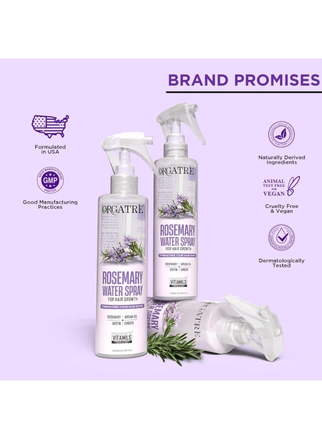 Orgatre Rosemary Water Spray for Hair Growth & Controls Hairfall with BIOTIN | Pure Natural Green Extraction Technologies | Controls Dandruff & Itchiness | Enhances Hair Texture & Shine | Non-Greasy & Fast Absorbing | 200 ml - Image 4