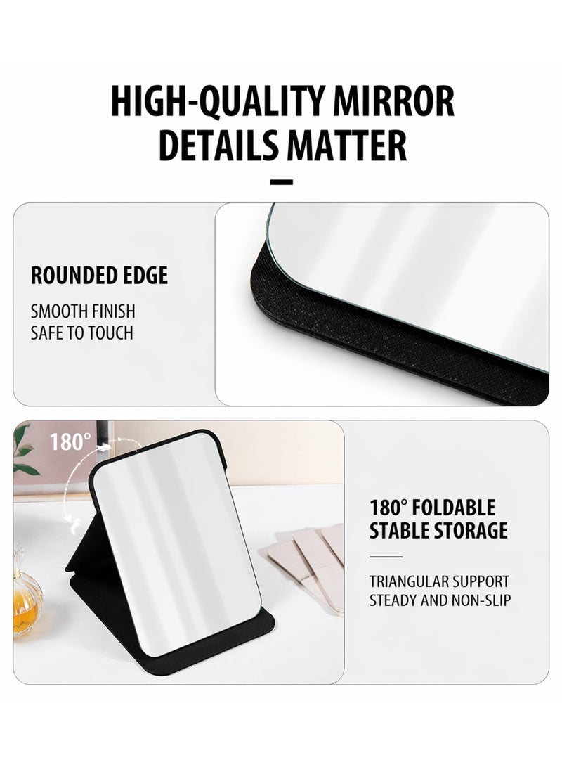 Foldable Makeup Mirror, Adjustable Angle Portable Standing Vanity Mirror, Portable Princess Mirror for Home/Camping/Professional Use/Travel (Black) - Image 5