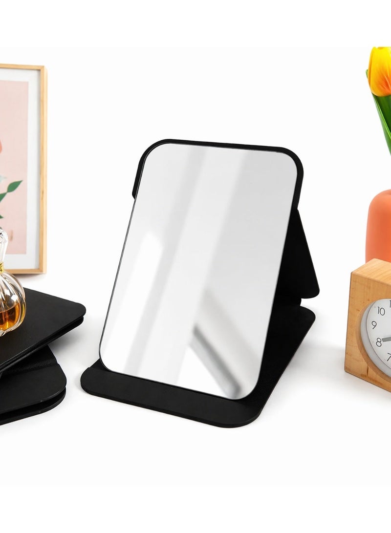 Foldable Makeup Mirror, Adjustable Angle Portable Standing Vanity Mirror, Portable Princess Mirror for Home/Camping/Professional Use/Travel (Black) - Image 1