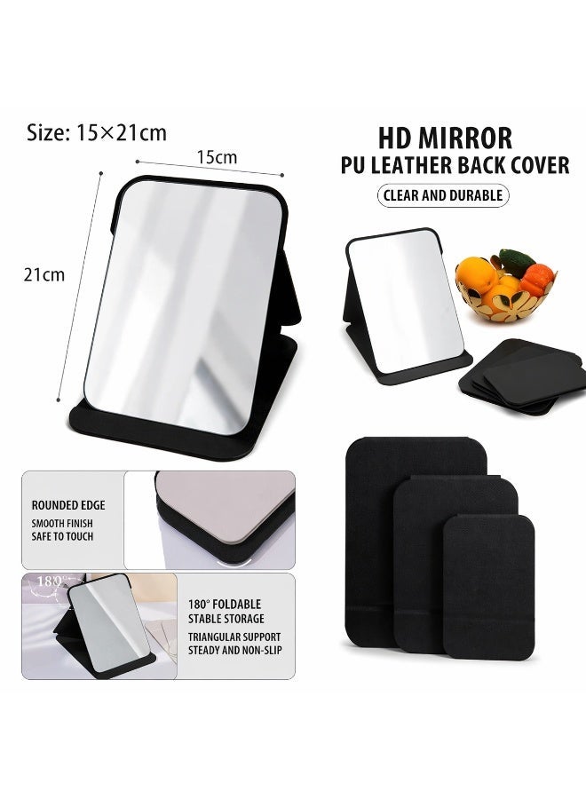 Foldable Makeup Mirror, Adjustable Angle Portable Standing Vanity Mirror, Portable Princess Mirror for Home/Camping/Professional Use/Travel (Black) - Image 4