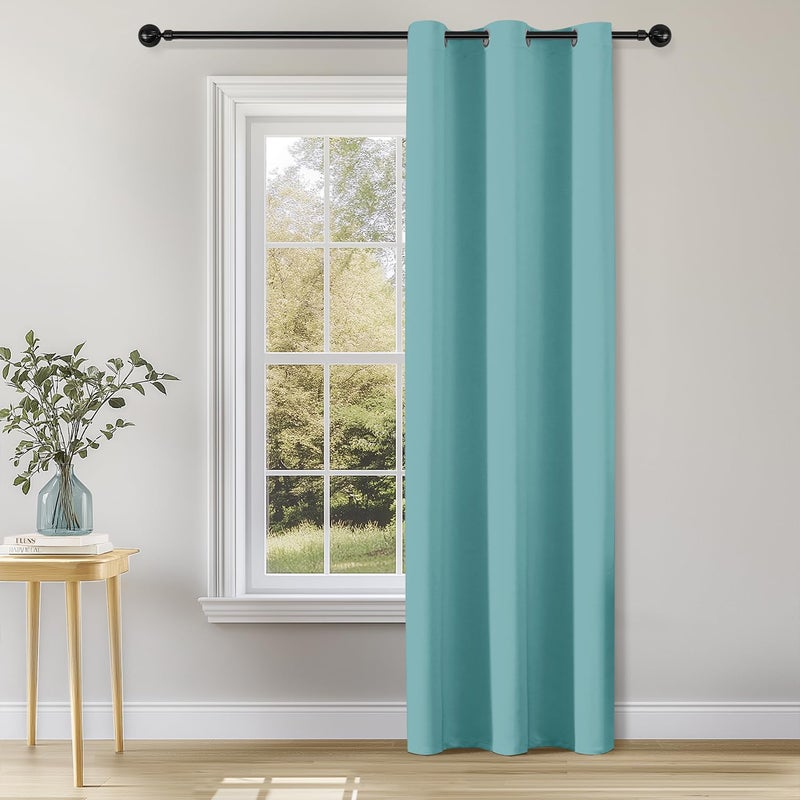ChrisDowa Blackout Curtains 72 inches Long for Bedroom - Grommet Thermal Insulated Room Darkening Curtains for Living Room (1 Panel  Aqua  42 x 72 Inch) - Image 1