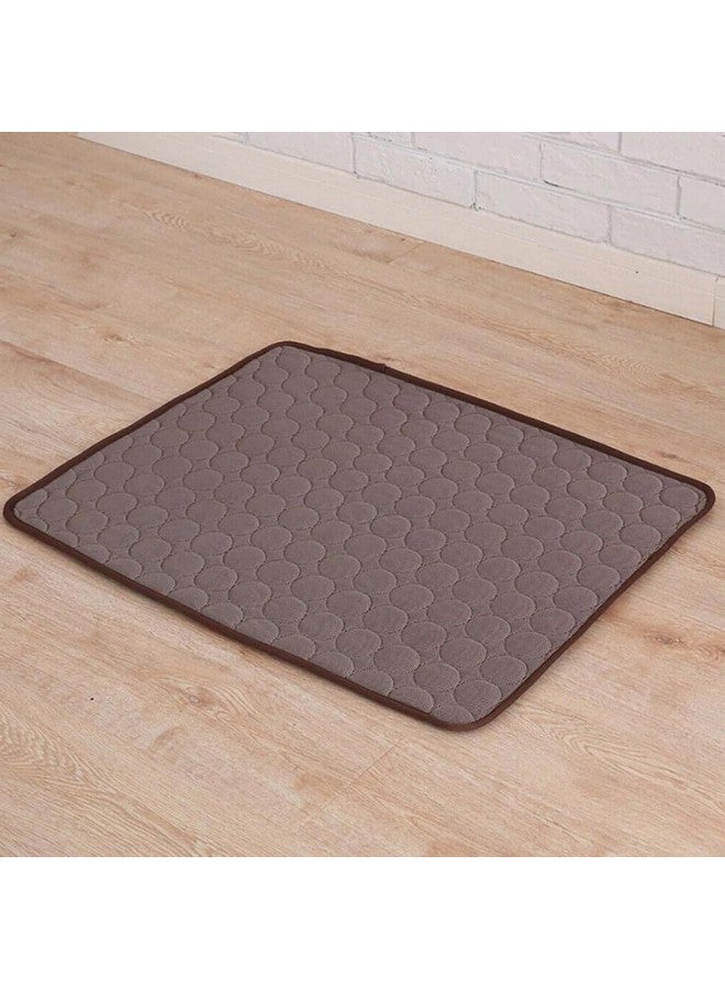 Rectangular Dog & Cat Bed|Premium Cool Ice Silk With Polyester With Bottom Mesh|Multi-Utility Self-Cooling Pad For Dog & Cat|Light-Weight & Durable Dog Bed|Zqcj001C-S|Coffee