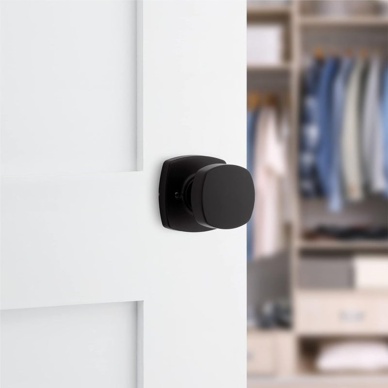 Kwikset مقبض باب كويكست أرويو دمي مفرد الجانب للأدراج والأبواب الفرنسية المزدوجة والمخازن باللون الأسود غير اللامع مع حماية مايكروبان - Image 2