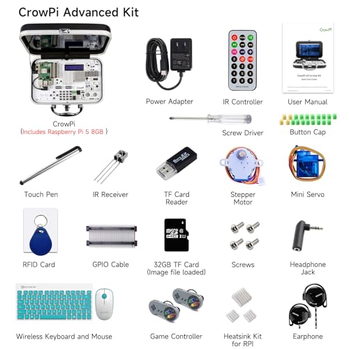 ELECROW for Raspberry Pi 5 8GB Kit, with Pi 5 8GB Single Board Computer, Crowpi Pi 5 Case Kit with 9inch Display, Compatible with Raspberry Pi 5 Learning Programming Kit with Sensors (8GB RAM) - Image 5