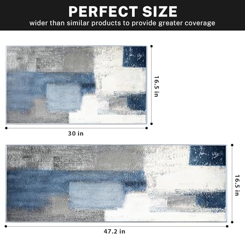 ArtSocket Kitchen Rugs and Mats Non Skid Washable Set of 2, Navy Blue Grey Abstract Runner Rug, Painting Gray Vintage Retro Kitchen Floor Mat Under Sink Mat Throw Rug - Image 3