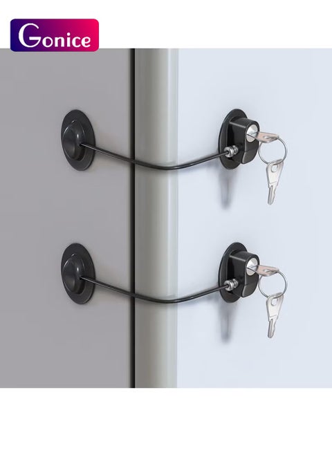 2 Pack Child Safety Lock for Refrigerator, Cabinet, Drawers, Freezer & Door with 4 Extra Strong Adhesives