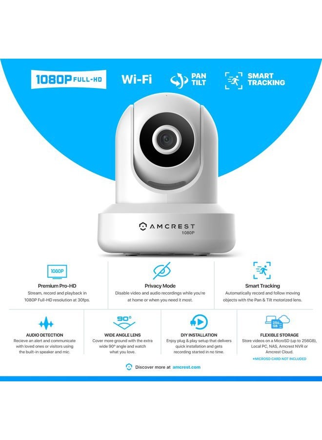 AMCREST 1080P WiFi Security Camera 2MP Indoor Pan/Tilt Wireless IP Camera, IP2M-841W (White) - Image 2