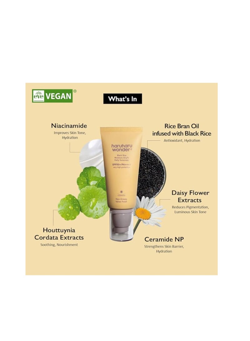 HARUHARU haruharu Wonder Black Rice Moisture Airyfit Sunscreen SPF 50+ PA++++, 50 - Image 1