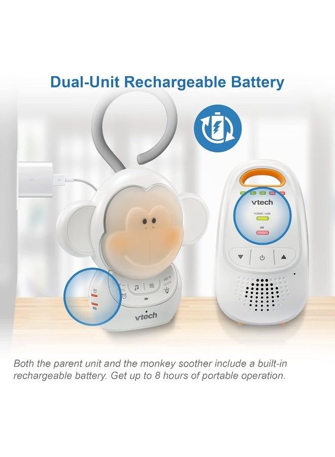 VTech DM1411 Audio Baby Monitor Portable Soother DualUnit Rechargeable Battery Long Range SoftGlow Night Light Soothing Sounds Lullabies Digital Wireless Transmission Sound Indicator - Image 4