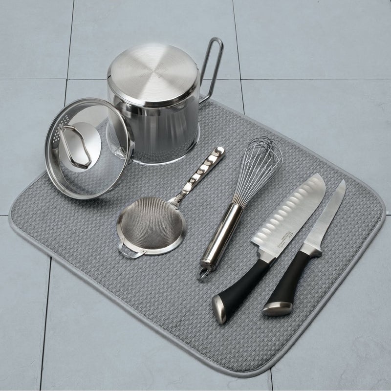 Norpro 18 by 16-Inch Microfiber Dish Drying Mat, Grey (359G), Pack of 1 - Image 2