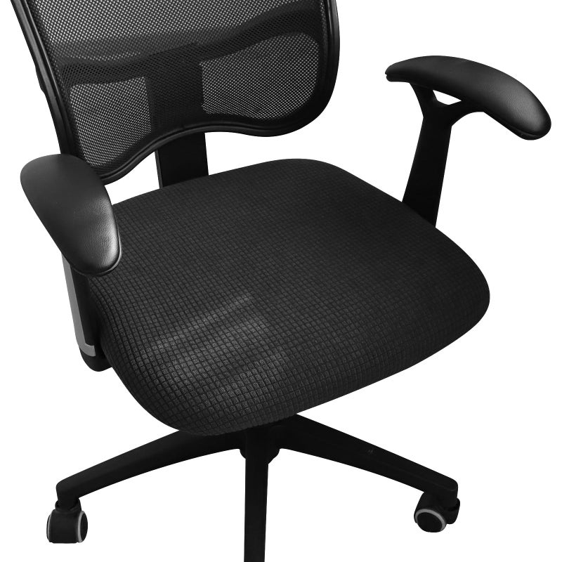 FORCHEER Office Desk Chair Seat Covers Jacquard Fabric Computer Chair Seat Cushion SlipcoversBlack
