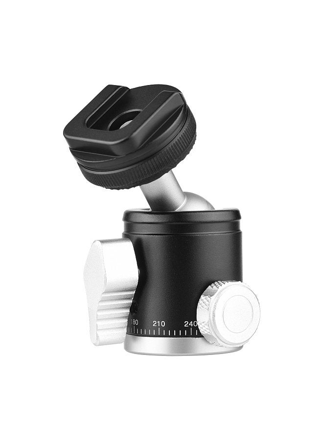 2-in-1 1/4 Screw Cold Shoe Mount Ball Head Dual Use Mini Ball Head 360° Rotatable Aluminum Alloy Ball Head for Camera Phone Holder Tripod  - Image 4