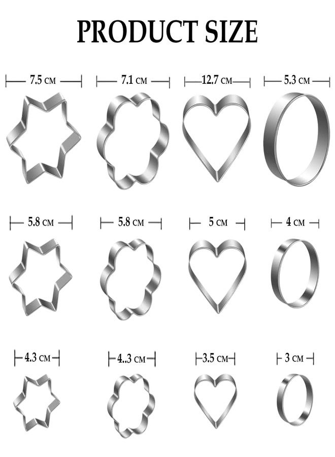 JAY EMPIRE Cookie Cutters Set 12PCS- Flower, Circle, Heart and Star Shape Biscuit Cutter Set Baking Stainless Steel Metal Molds, Vegetable Shape Cutters for Kitchen, Baking, Halloween and Christmas - Image 3