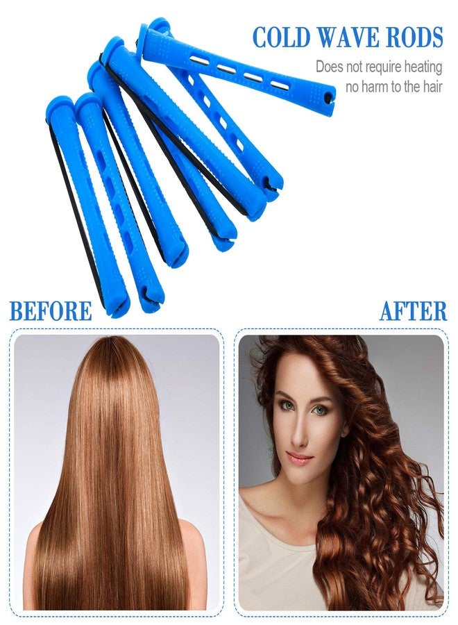 WILLBOND 96 Pcs Hair Perm Rods Plastic Cold Wave Perming Rod for Short Long Hair Curlers Heatless Roller with 2 Steel Pintail Rat Tail Comb for Hairdressing Styling Tool(0.35 Inch/ 0.9 cm,Blue) - Image 4