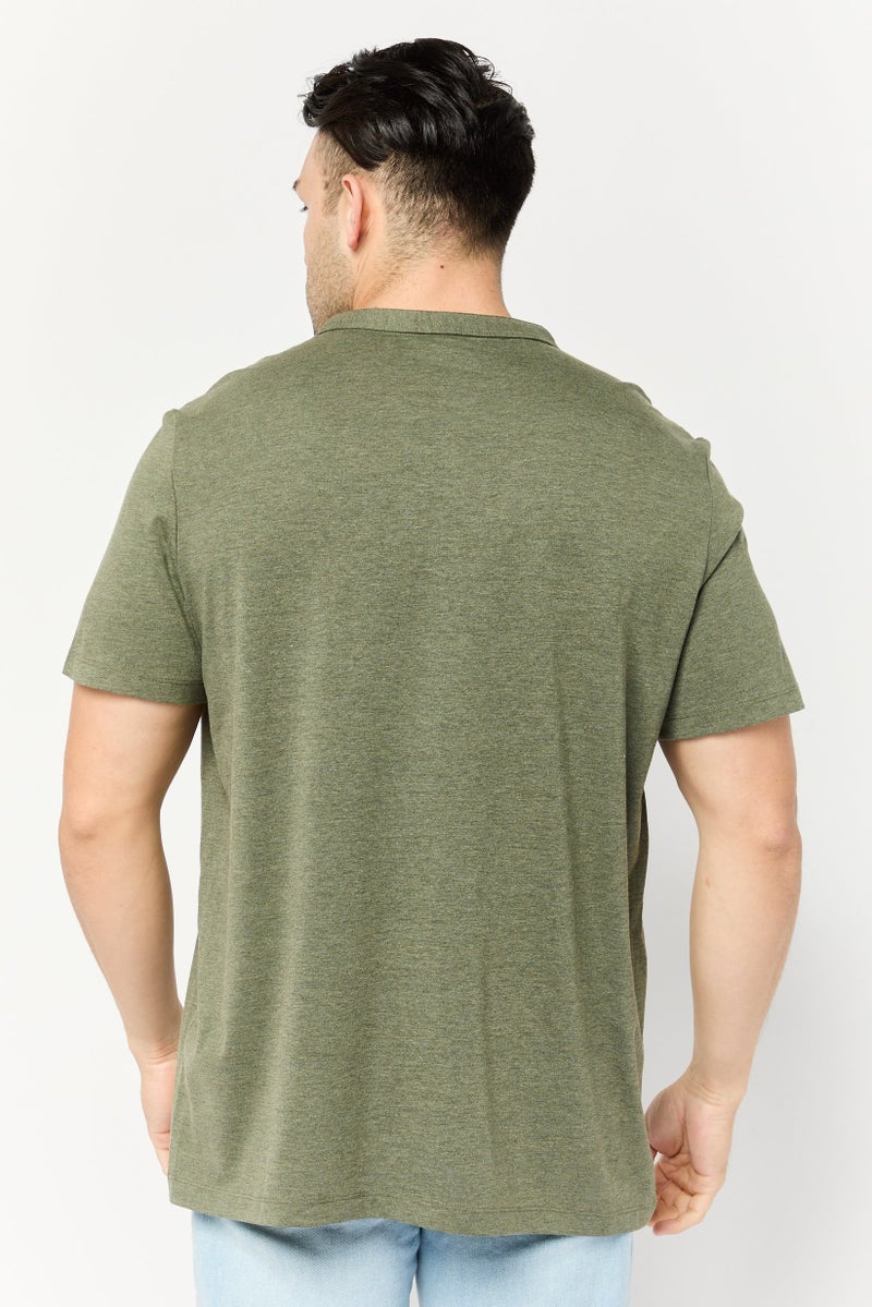 Celio Men Crew Neck Short Sleeves Plain T-Shirt, Green - Image 4