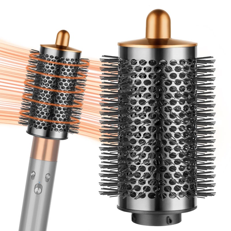 PUREGUST Upgraded Large Round Brush Attachment for Dyson Air wrap Jumbo Bigger Oval Round Volumizing Brush for Dyson Airwrap Accessories Gold