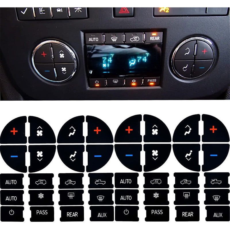 A/C Button Repair Kit 2-Pack Commercial-Grade Matte Vinyl Dashboard Button Repair - Tool-Free Installation for Chevrolet GMC Cadillac 2007-2015 DIY Car Owners - Image 5