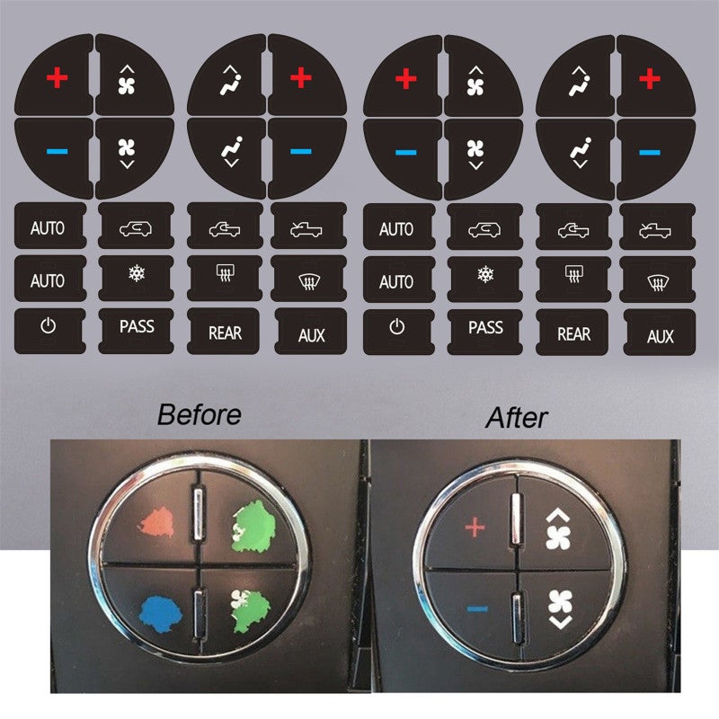 A/C Button Repair Kit 2-Pack Commercial-Grade Matte Vinyl Dashboard Button Repair - Tool-Free Installation for Chevrolet GMC Cadillac 2007-2015 DIY Car Owners - Image 4