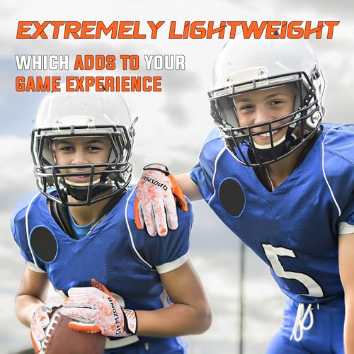 AIGEVTURE Youth Football Gloves Kids Sticky Receiver Gloves for Kids Orange and White X-Large - Image 2