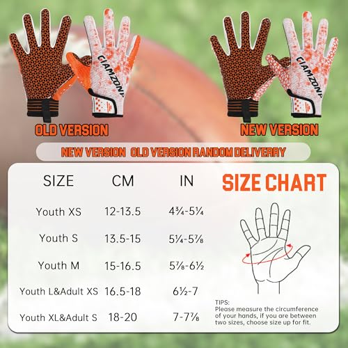 AIGEVTURE Youth Football Gloves Kids Sticky Receiver Gloves for Kids Orange and White X-Large - Image 4