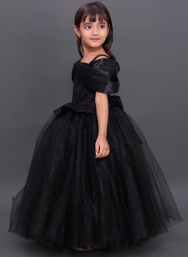 PinkChick Black Sequined Peplum Dress for Girls - Image 5
