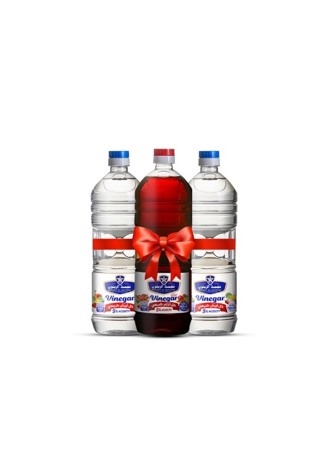 Negmet El Zeitoun Pack of 2 Natural White Vinegar - 900 Ml +  Natural Red Vinegar 900ml - Image 2