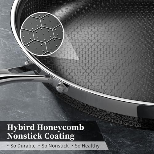 Innerwell Nonstick Frying Pans 8 Inch Hybrid TriPly Stainless Steel Frying Pan Skillet Titanium Ceramic Nonstick Cooking PanPFASPFOAPTFE FreeCompatible with All Cooktops - Image 3