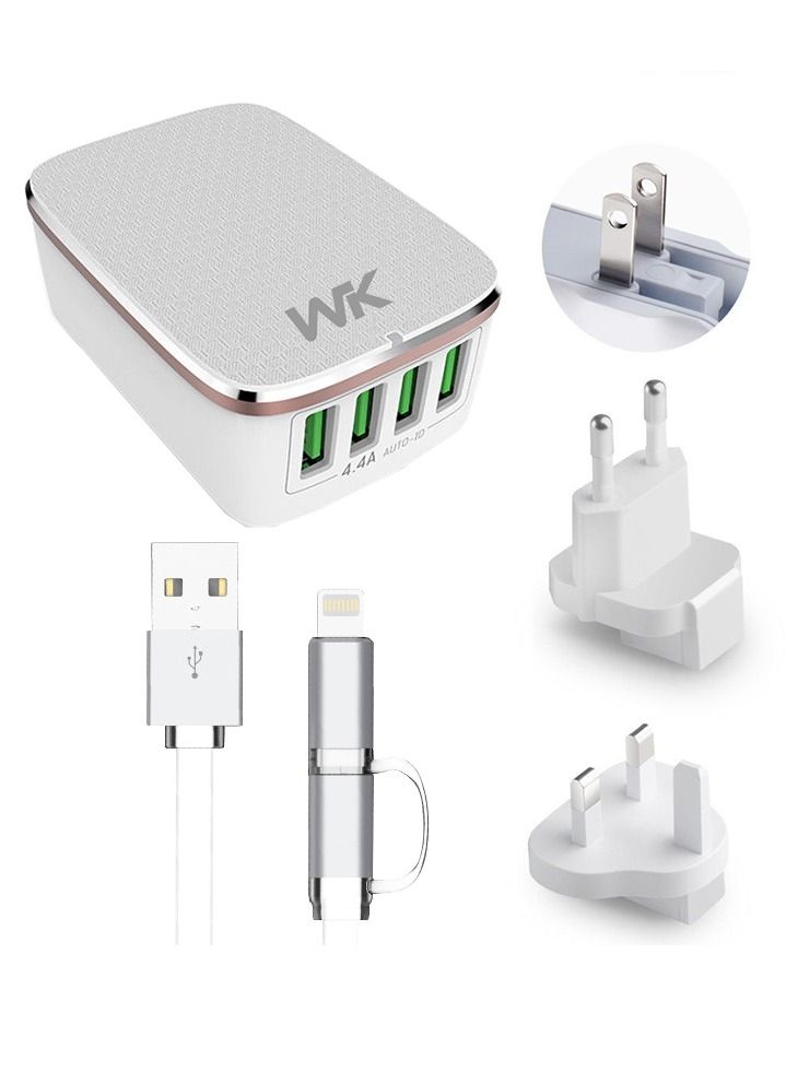 WK 4 USB Port Mobile Charger 4.4mA Auto ID - Image 1